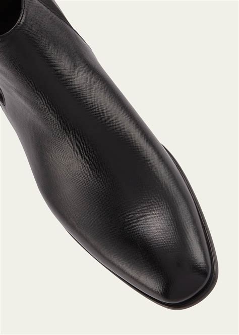 prada saffiano leather chelsea boot.